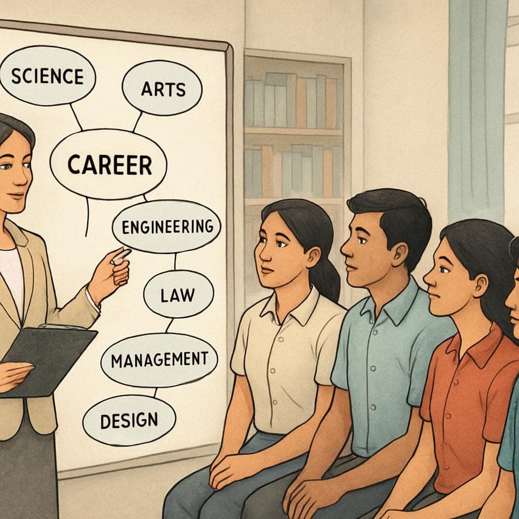 Career Guidance for Students and career guidance counselor For sections such as “What Does a Career Guidance Counselor Do?”, a simple counselor-and-student conversation illustration works very well.