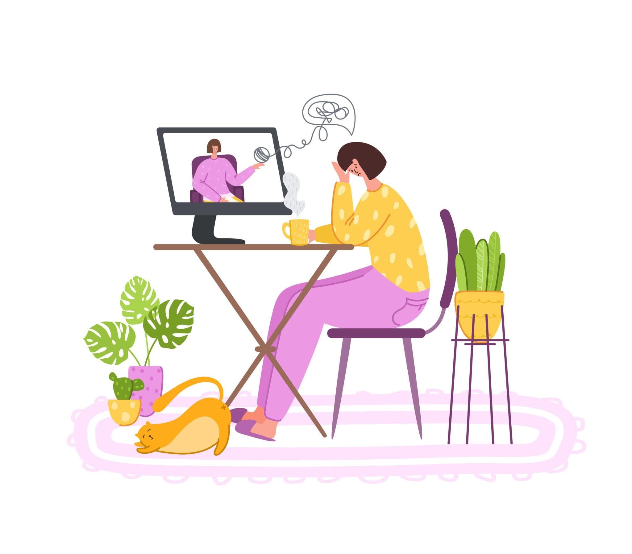 Benefits of Combining Counselling With Spiritual Growth  Person sitting Client sitting comfortably at home with laptop, connected to counselor through a video call. How to Choose the Right Support 